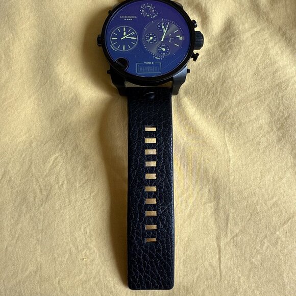 Diesel Men's Mr. Big Daddy Black Leather Chronograph Watch DZ7127 - Picture 4 of 11